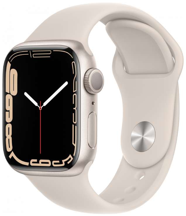 Apple Watch Series 7, 45 мм, корпус из алюминия цвета «сияющая звезда», спортивный ремешок «сияющая звезда»
