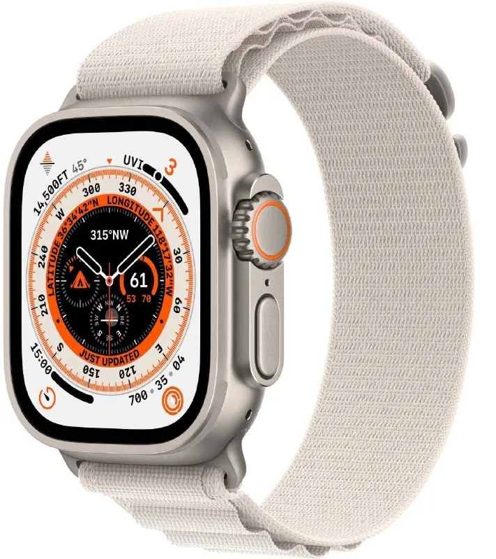 Apple Watch Ultra GPS + Cellular, 49 мм, корпус из титана, ремешок Alpine цвета «сияющая звезда»