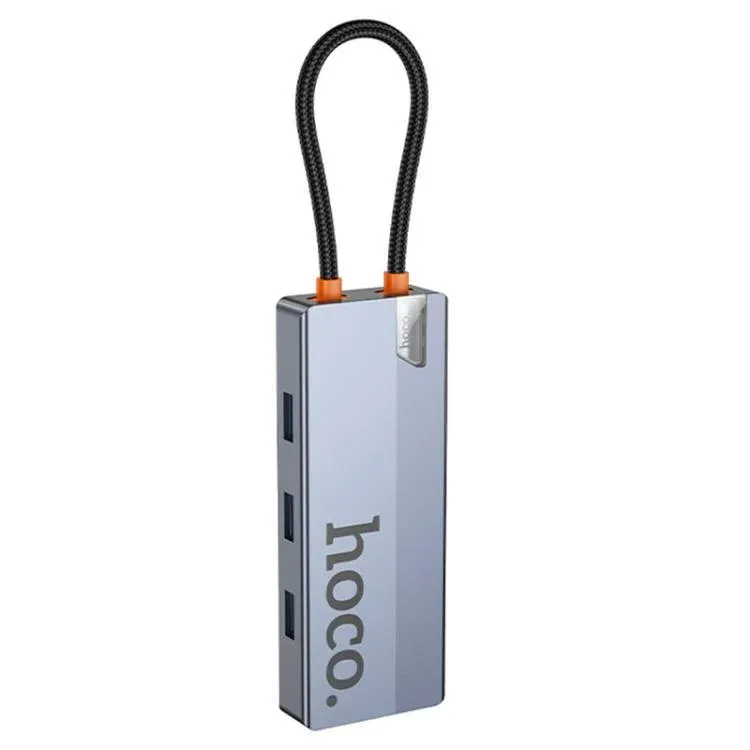 Адаптер HOCO USB-C HUB 6-in-1 (HB51), Серый
