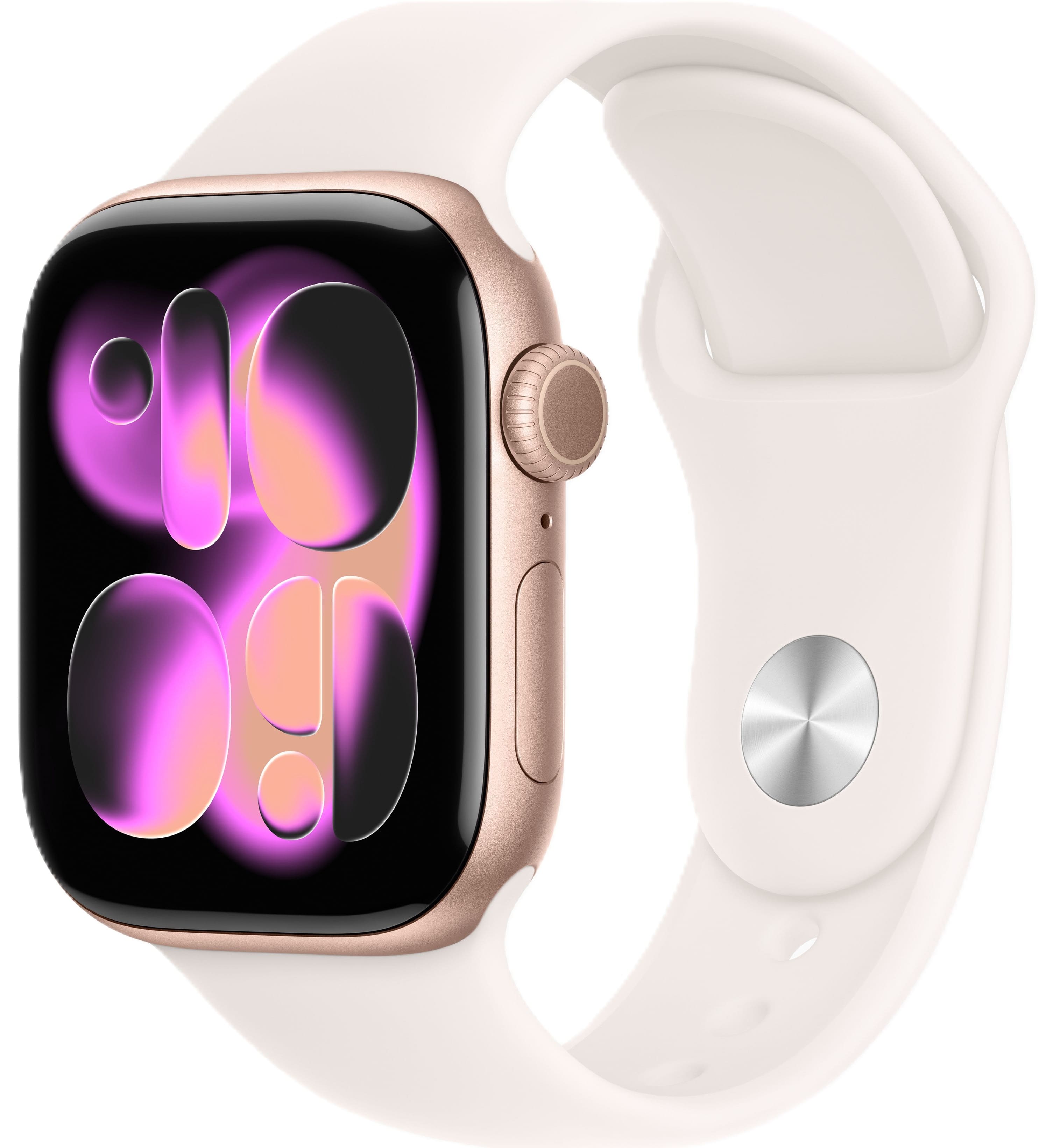 Apple Watch Series 11, 46 мм, корпус из алюминия цвета «розовое золото», спортивный ремешок цвета «лёгкий румянец»