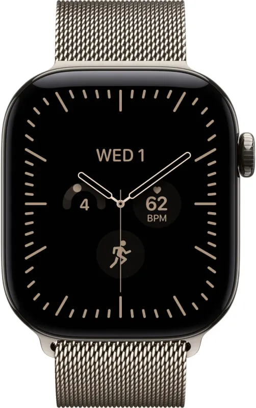 Apple Watch Series 12, 42 мм, корпус из титана, ремешок Milanese цвета «Натуральный титан»