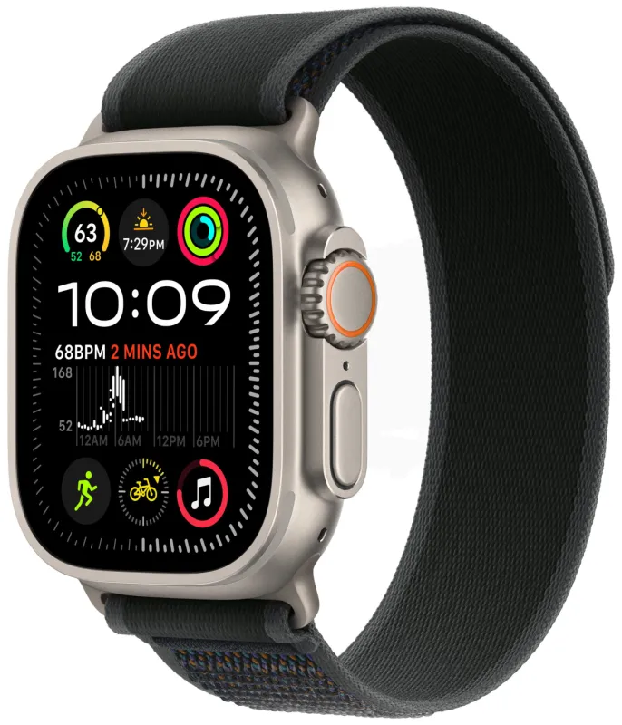 Apple Watch Ultra 2 GPS + Cellular, 49 мм, корпус из титана, ремешок Trail черного цвета