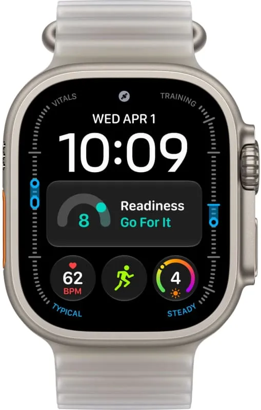 Apple Watch Ultra 4 GPS + Cellular, 49 мм, корпус из титана, ремешок Ocean цвета «полупрозрачный серый»