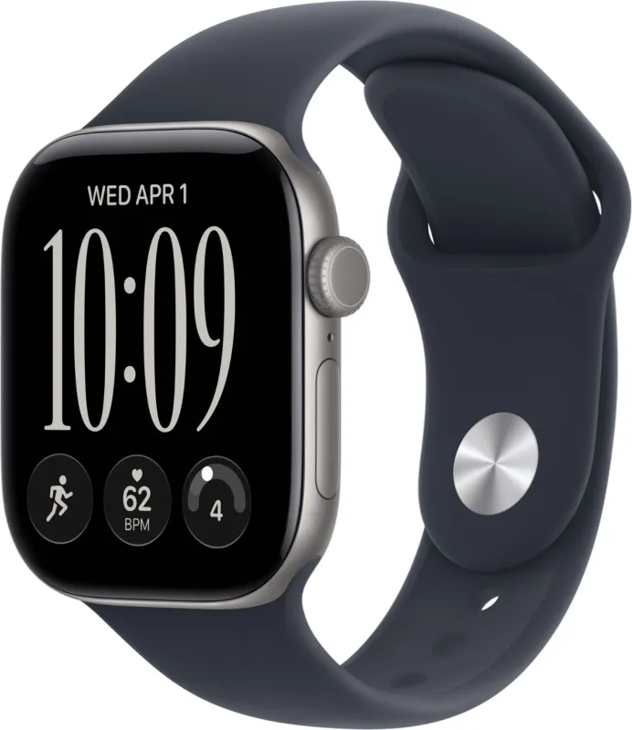Apple Watch Series 12, 42 мм, корпус из алюминия цвета «серый космос», спортивный ремешок тёмно-синего цвета