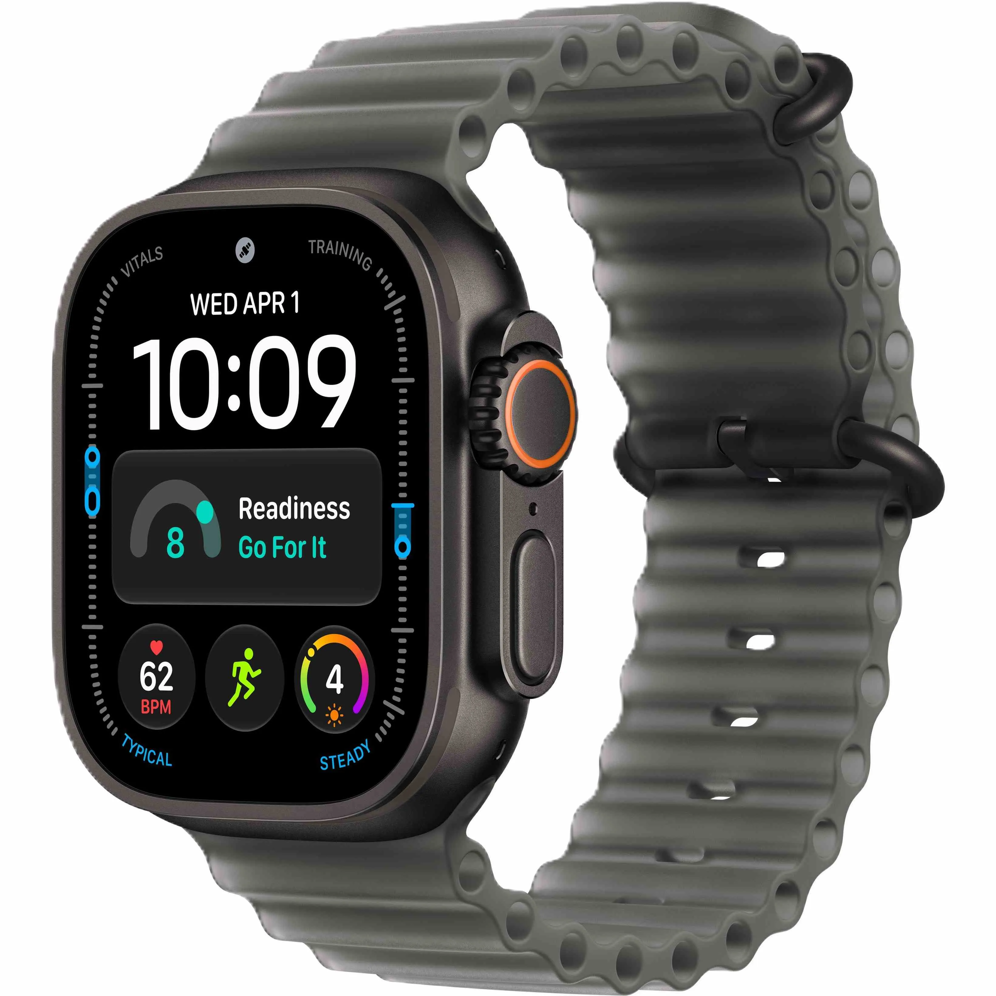 Apple Watch Ultra 4 GPS + Cellular, 49 мм, корпус из чёрного титана, ремешок Ocean цвета «полупрозрачный чёрный»