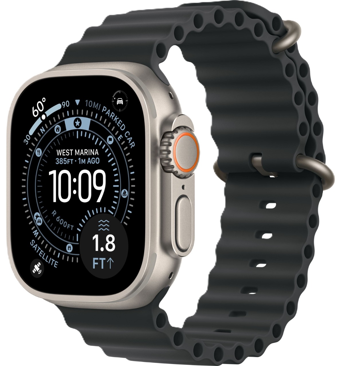 Apple Watch Ultra 3 GPS + Cellular, 49 мм, корпус из титана, ремешок Ocean чёрного цвета
