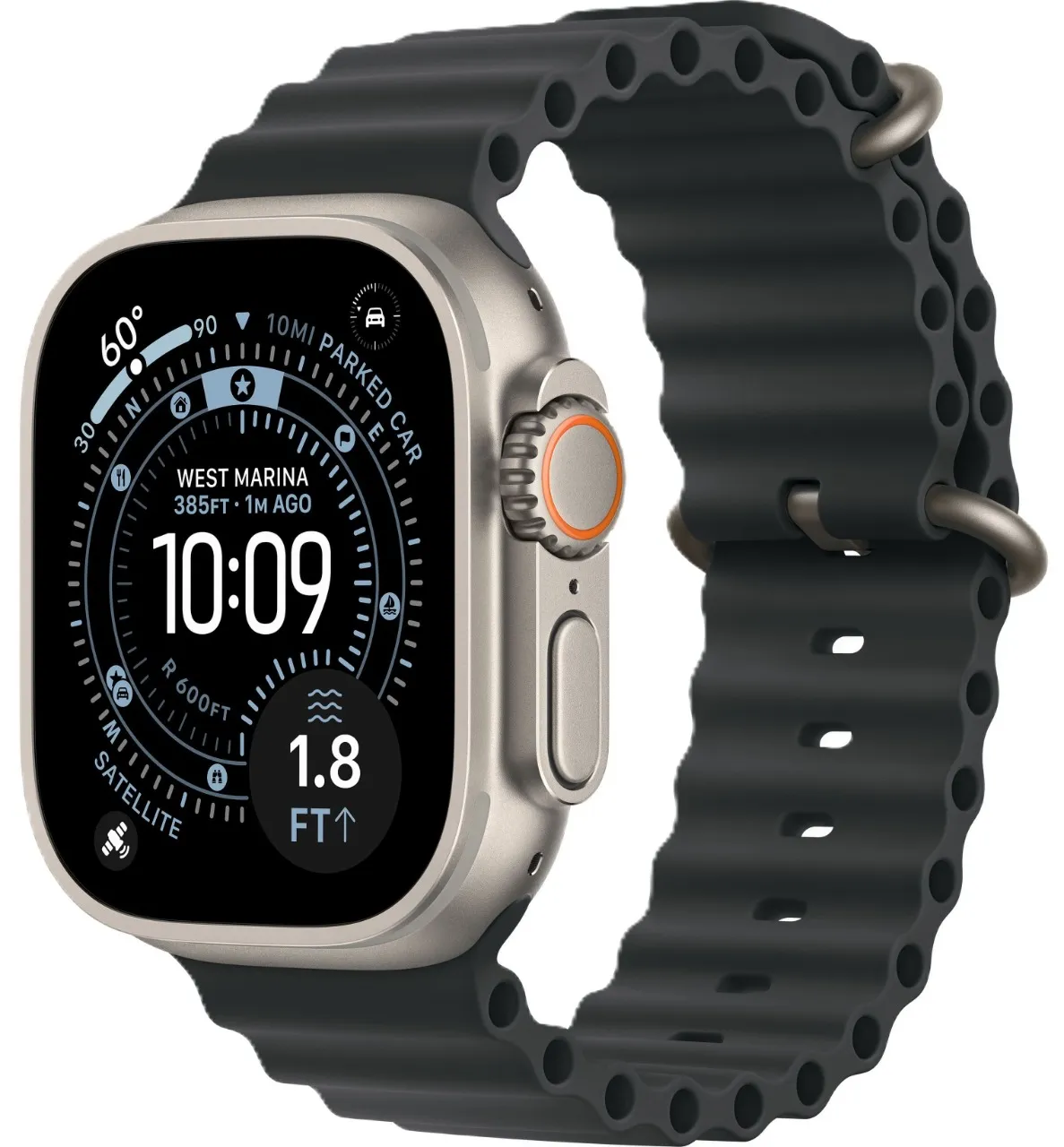Apple Watch Ultra 3 GPS + Cellular, 49 мм, корпус из титана, ремешок Ocean чёрного цвета