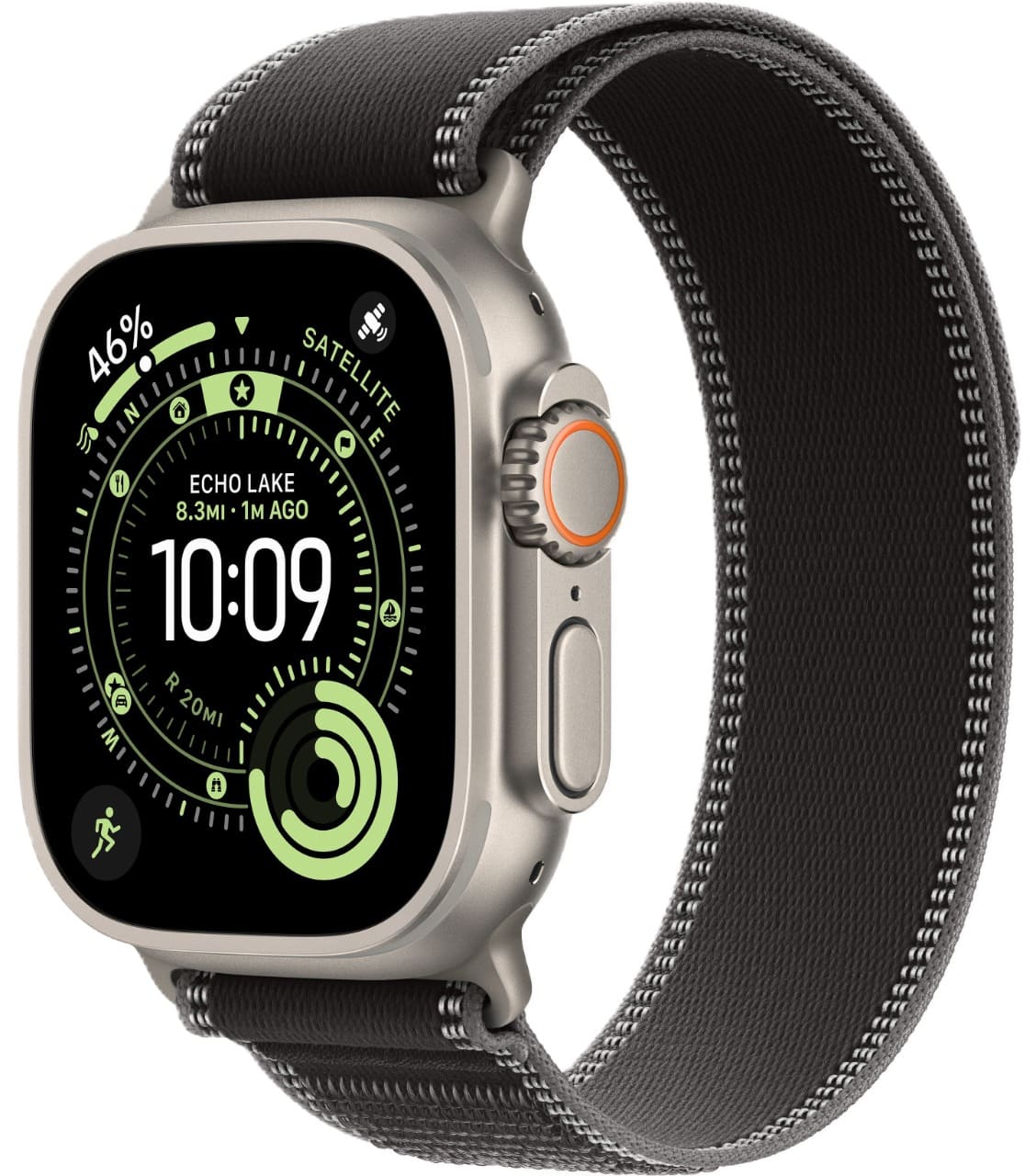 Apple Watch Ultra 3 GPS + Cellular, 49 мм, корпус из титана, ремешок Trail чёрного/угольного цвета
