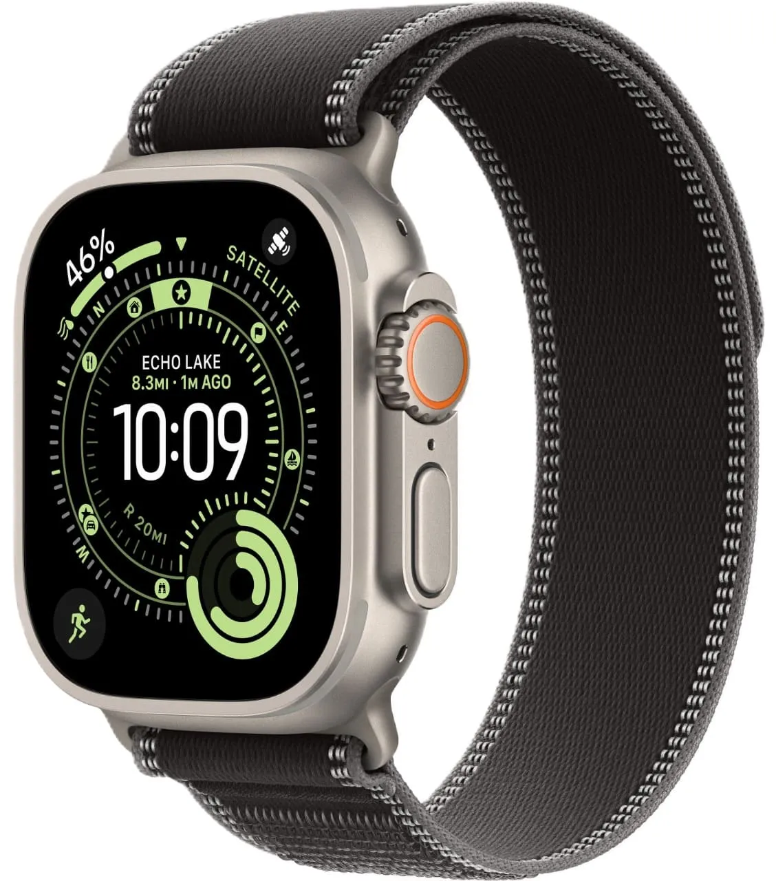 Apple Watch Ultra 3 GPS + Cellular, 49 мм, корпус из титана, ремешок Trail чёрного/угольного цвета