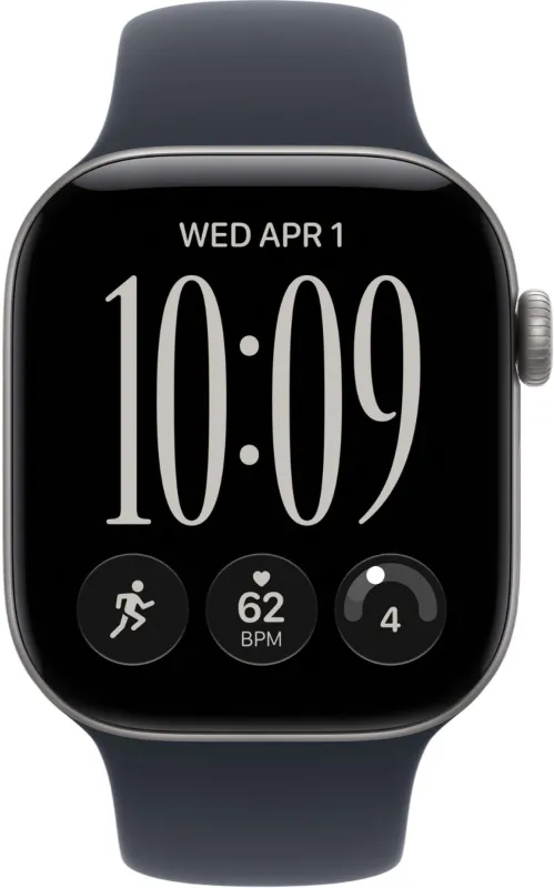 Apple Watch Series 12, 42 мм, корпус из алюминия цвета «серый космос», спортивный ремешок тёмно-синего цвета