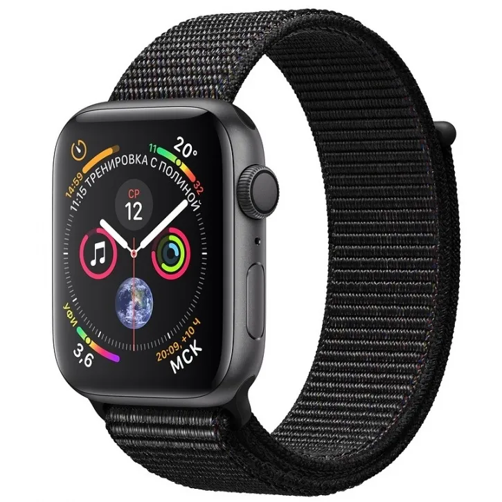 Apple Watch 4 series 44mm  Black Aluminum Case with Sport Loop