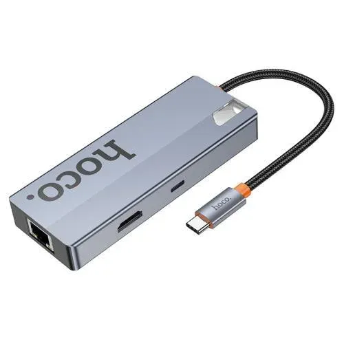 Адаптер HOCO USB-C HUB 6-in-1 (HB51), Серый