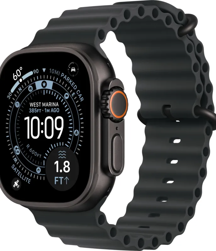 Apple Watch Ultra 3 GPS + Cellular, 49 мм, корпус из чёрного титана, ремешок Ocean чёрного цвета