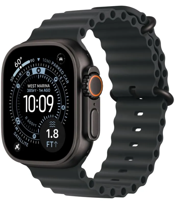 Apple Watch Ultra 3 GPS + Cellular, 49 мм, корпус из чёрного титана, ремешок Ocean чёрного цвета