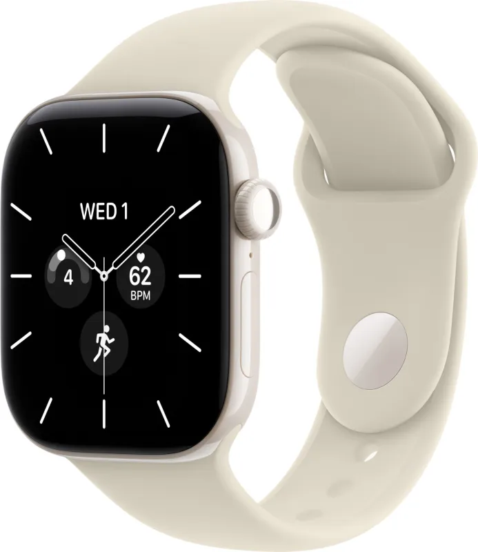 Apple Watch Series 12, 46 мм, Ceramic, корпус жемчужно-белого цвета, спортивный ремешок песочного цвета
