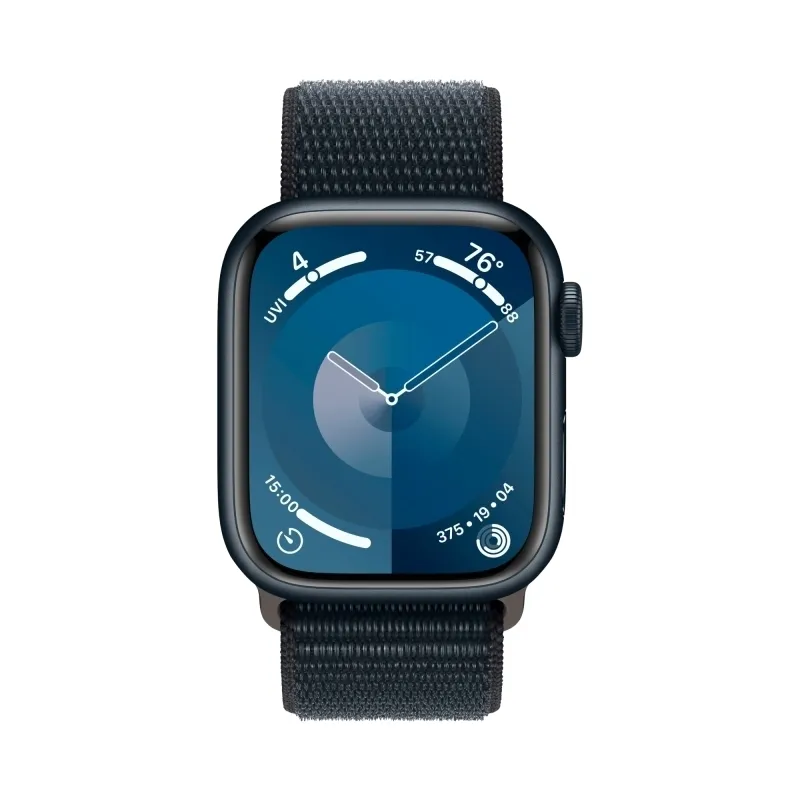 Apple Watch Series 9, 41 мм, корпус из алюминия цвета «темная ночь», спортивный ремешок Loop «темная ночь»