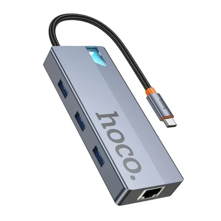 Адаптер HOCO USB-C HUB 6-in-1 (HB51), Серый