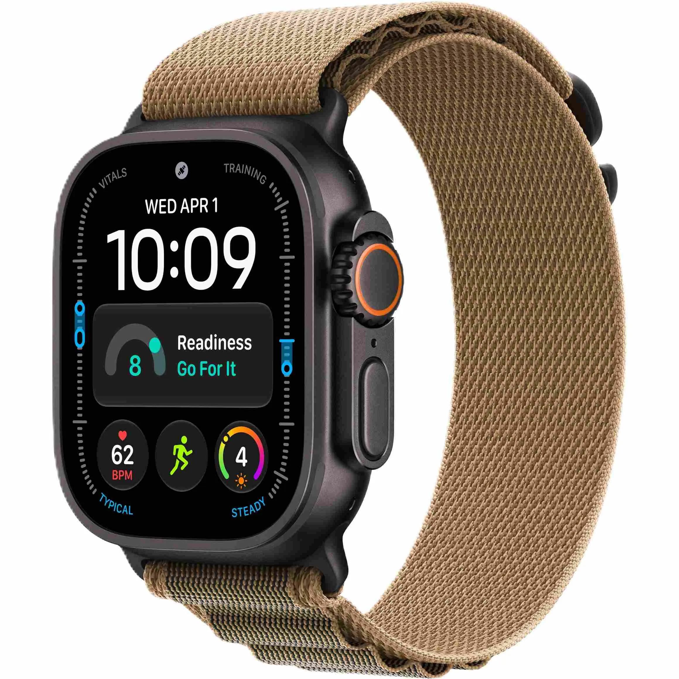 Apple Watch Ultra 4 GPS + Cellular, 49 мм, корпус из чёрного титана, ремешок Alpine цвета «пустынный»