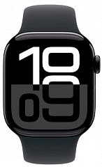 Apple Watch Series 10, 46 мм, корпус из алюминия цвета "черный глянец", спортивный ремешок черного цвета