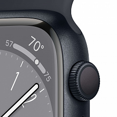 Apple Watch Series 8, 41 мм, корпус из алюминия цвета «тёмная ночь», спортивный ремешок «тёмная ночь»
