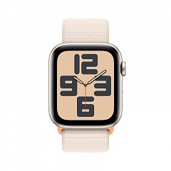 Apple Watch SE (2023), 44 мм, корпус из алюминия цвета «сияющая звезда», спортивный ремешок Loop «сияющая звезда»