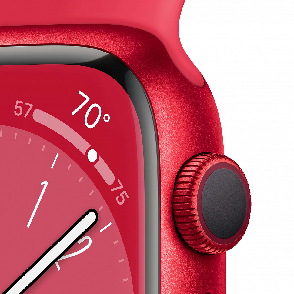 Apple Watch Series 8, 41 мм, корпус из алюминия красного цвета, спортивный ремешок (PRODUCT)RED