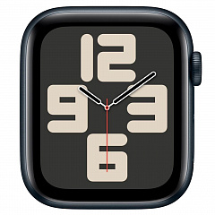 Apple Watch SE (2023), 44 мм, корпус из алюминия цвета «тёмная ночь», спортивный ремешок «тёмная ночь»