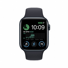 Apple Watch SE (2022), 44 мм, корпус из алюминия цвета «тёмная ночь», спортивный ремешок «тёмная ночь»