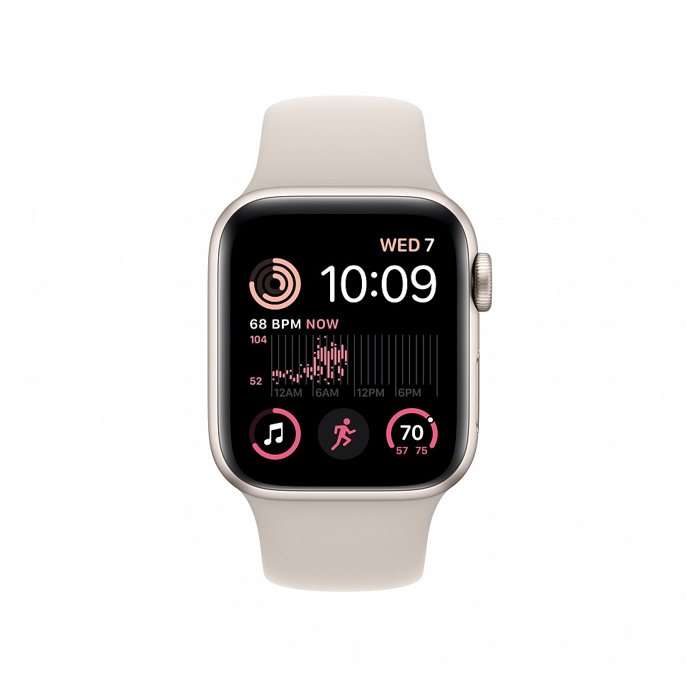Apple Watch SE (2022), 40 мм, корпус из алюминия цвета «сияющая звезда», спортивный ремешок «сияющая звезда»