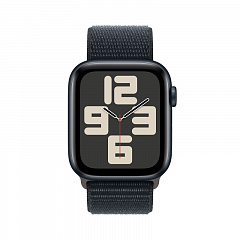 Apple Watch SE (2023), 44 мм, корпус из алюминия цвета «тёмная ночь», спортивный ремешок Loop  «тёмная ночь»