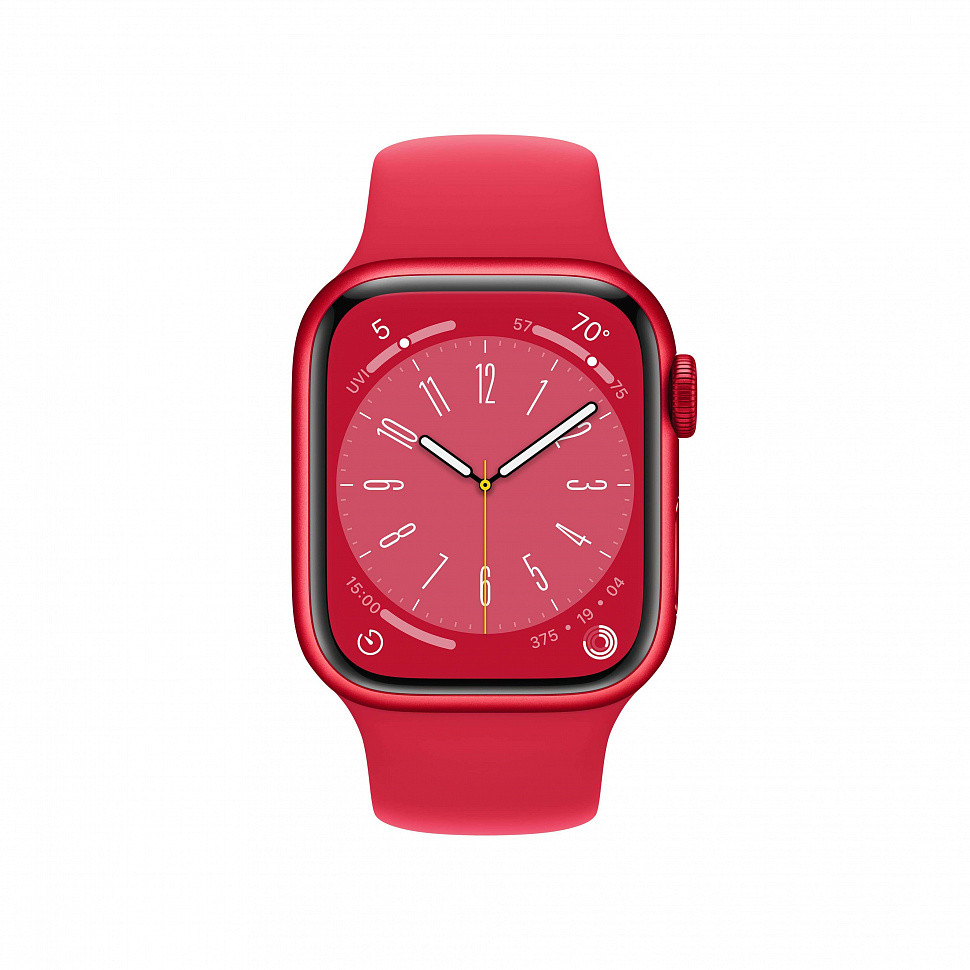 Apple Watch Series 8, 45 мм, корпус из алюминия красного цвета, спортивный ремешок (PRODUCT)RED