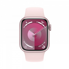 Apple Watch Series 9, 45 мм, корпус из алюминия розового цвета, спортивный ремешок розового цвета