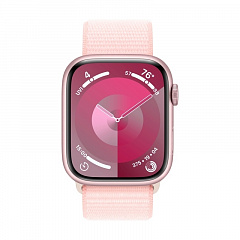 Apple Watch Series 9, 41 мм, корпус из алюминия розового цвета, спортивный ремешок Loop розового цвета