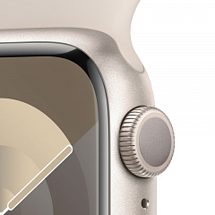Apple Watch Series 9, 41 мм, корпус из алюминия цвета «сияющая звезда», спортивный ремешок «сияющая звезда»