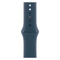 Apple Watch Series 9, 41 мм, корпус из алюминия серебристого цвета, спортивный ремешок цвета «грозовой синий»