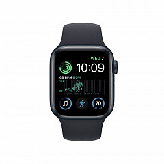 Apple Watch SE (2022), 40 мм, корпус из алюминия цвета «тёмная ночь», спортивный ремешок «тёмная ночь»