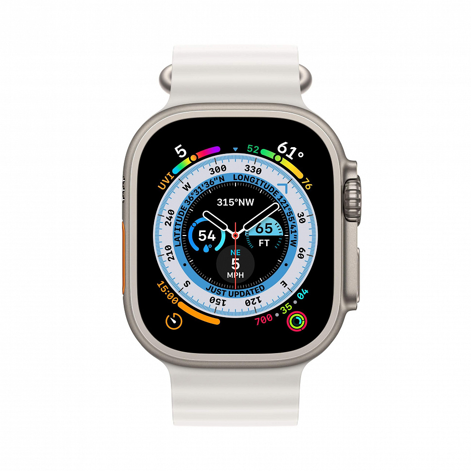Apple Watch Ultra GPS + Cellular, 49 мм, корпус из титана, ремешок Ocean белого цвета