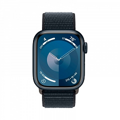 Apple Watch Series 9, 41 мм, корпус из алюминия цвета «темная ночь», спортивный ремешок Loop «темная ночь»
