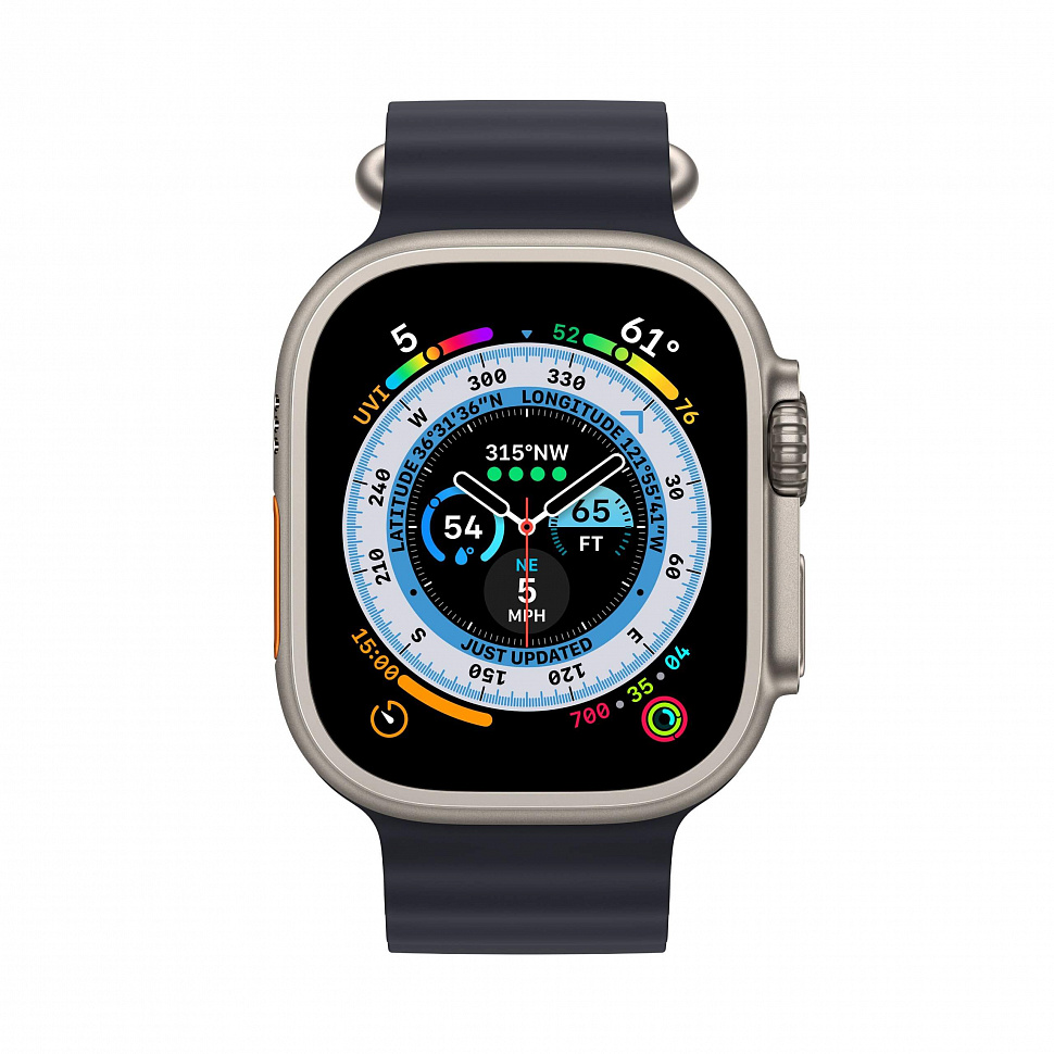 Apple Watch Ultra GPS + Cellular, 49 мм, корпус из титана, ремешок Ocean цвета «тёмная ночь»