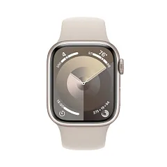 Apple Watch Series 9, 45 мм, корпус из алюминия цвета «сияющая звезда», спортивный ремешок «сияющая звезда»