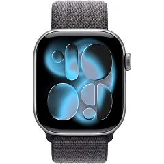 Apple Watch Series 11, 42 мм, корпус из алюминия цвета «космический серый», спортивный ремешок Loop тёмно-серого цвета