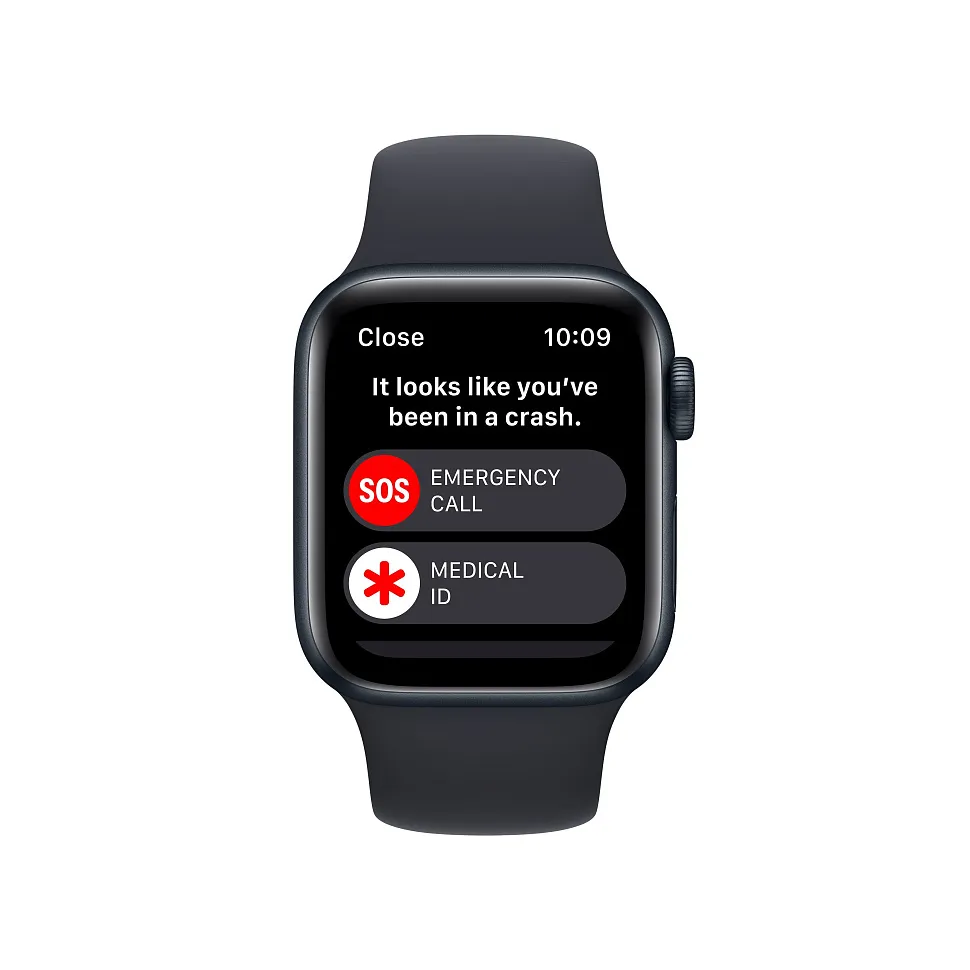 Apple Watch SE (2022), 40 мм, корпус из алюминия цвета «тёмная ночь», спортивный ремешок «тёмная ночь»