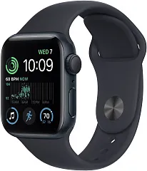 Apple Watch SE (2022), 40 мм, корпус из алюминия цвета «тёмная ночь», спортивный ремешок «тёмная ночь»