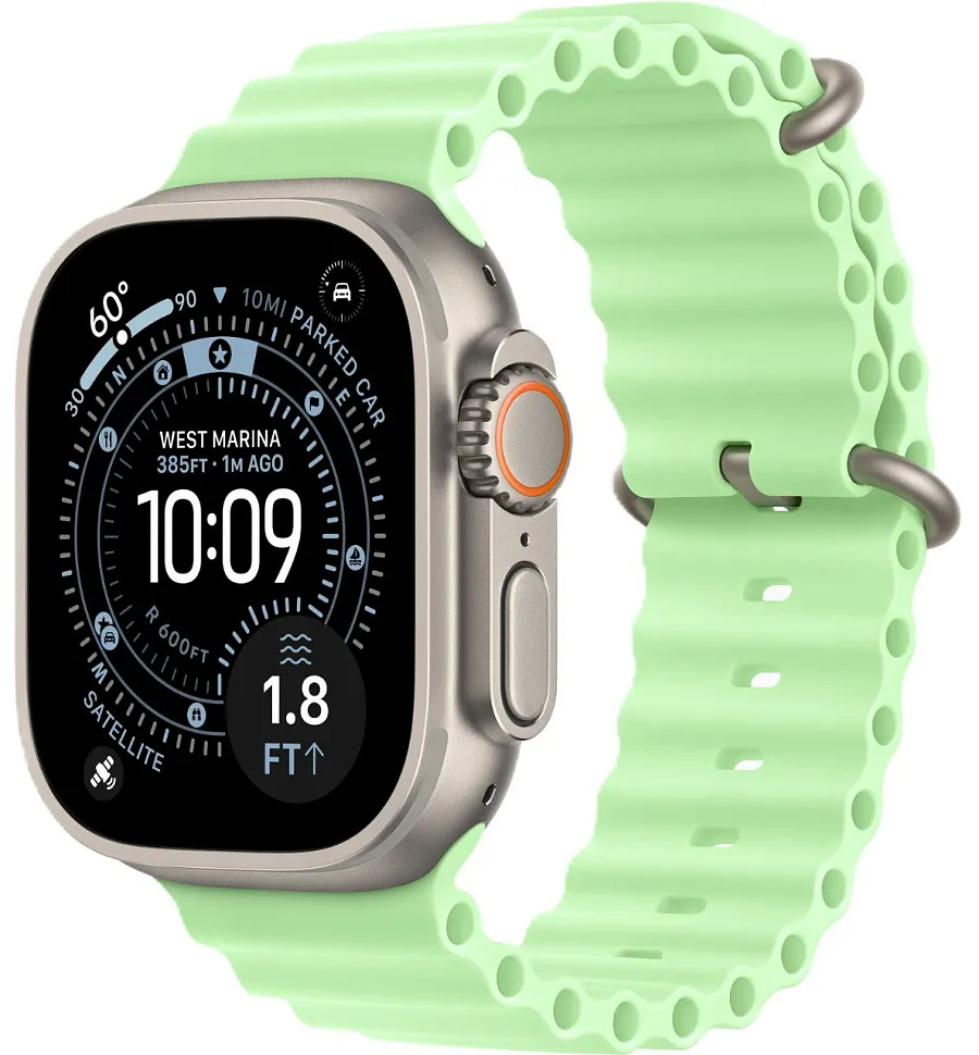 Apple Watch Ultra 3 GPS + Cellular, 49 мм, корпус из титана, ремешок Ocean неоново-зелёного цвета