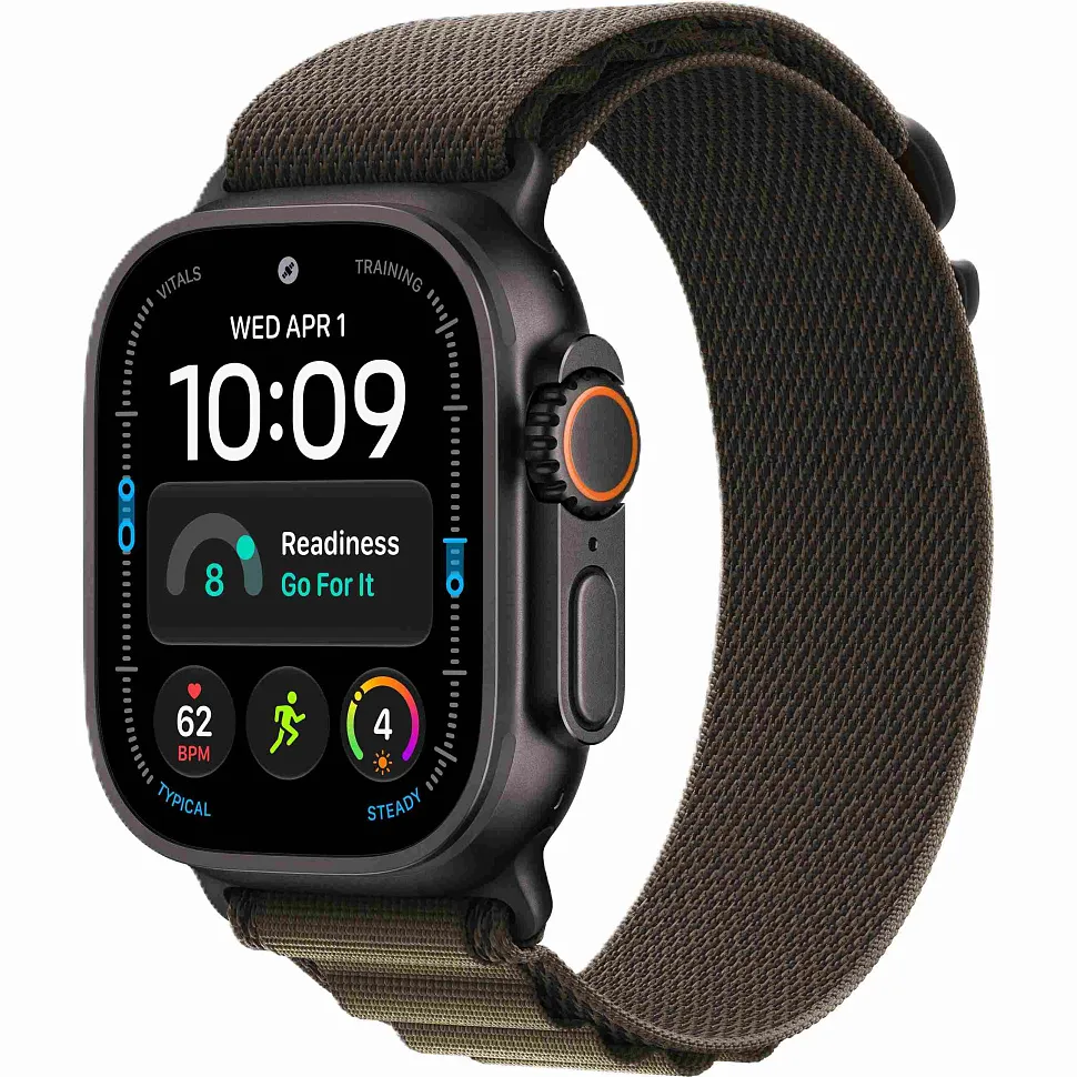 Apple Watch Ultra 4 GPS + Cellular, 49 мм, корпус из чёрного титана, ремешок Alpine тёмно-оливкового цвета