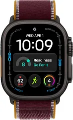 Apple Watch Ultra 4 GPS + Cellular, 49 мм, корпус из чёрного титана, ремешок Trail цвета «бургунди»
