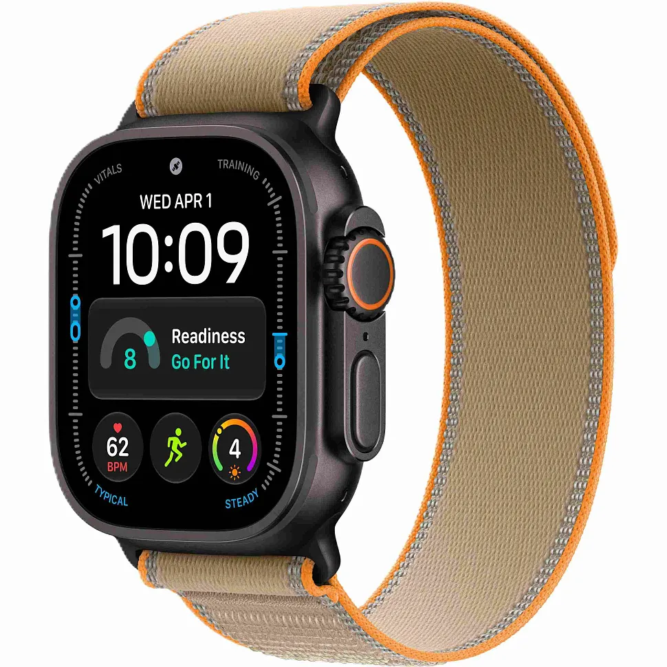 Apple Watch Ultra 4 GPS + Cellular, 49 мм, корпус из чёрного титана, ремешок Trail песочного цвета