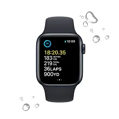 Apple Watch SE (2022), 40 мм, корпус из алюминия цвета «тёмная ночь», спортивный ремешок «тёмная ночь»