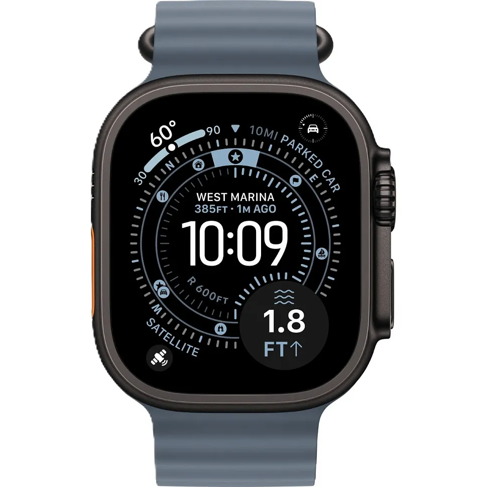 Apple Watch Ultra 3 GPS + Cellular, 49 мм, корпус из чёрного титана, ремешок Ocean «якорно-синего» цвета