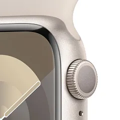 Apple Watch Series 9, 45 мм, корпус из алюминия цвета «сияющая звезда», спортивный ремешок «сияющая звезда»